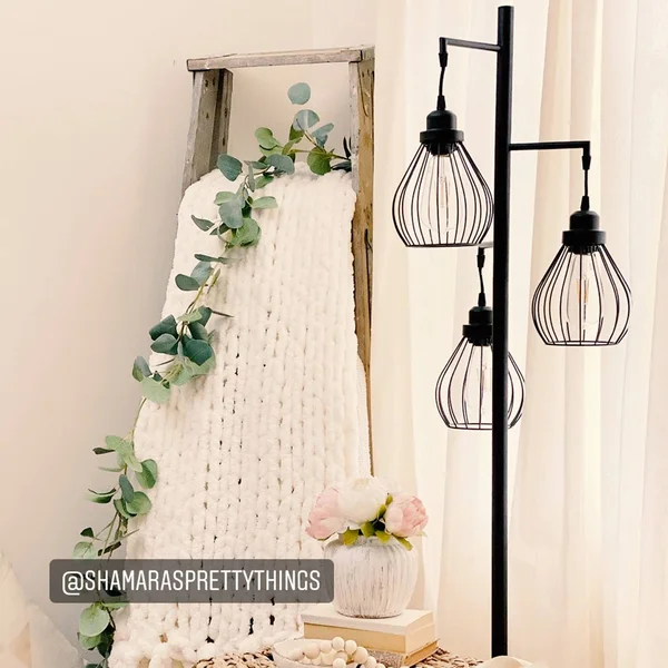 Brightech Teardrop - Floor Lamp Matches Industrial, Farmhouse & Rustic Living Rooms – Standing Tree Lamp with 3 Elegant Cage