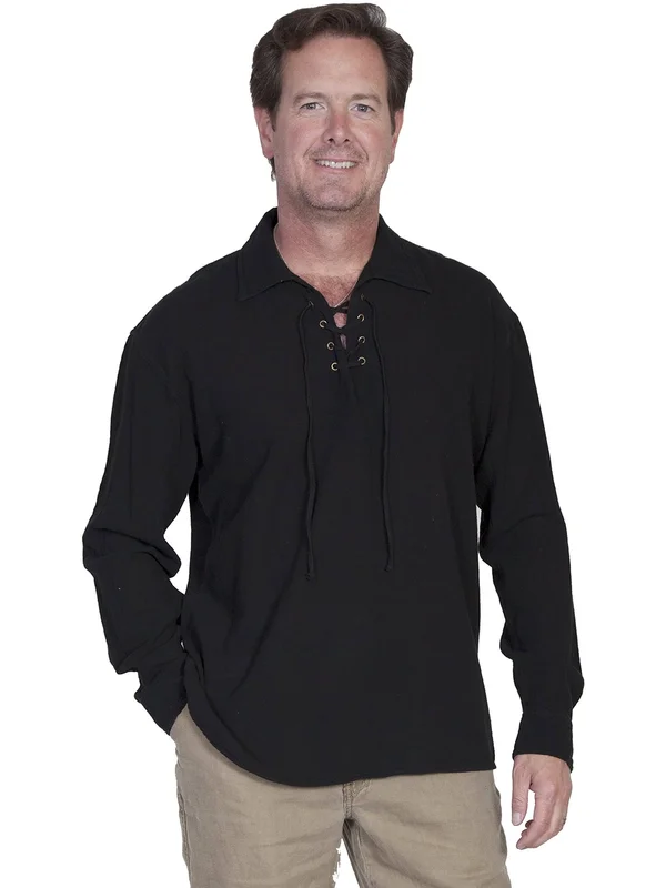Scully Black Men's Lace Up Front Shirt