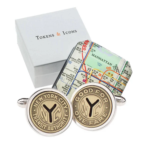 Sterling Silver NYC Subway Token Cufflinks