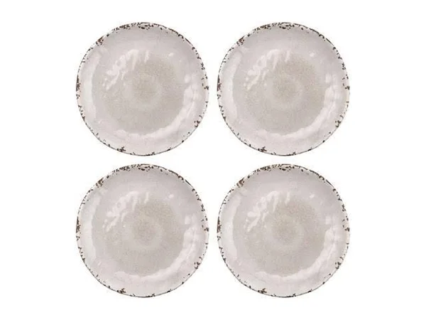 Gourmet Art 16-Piece Crackle Melamine Dinnerware Set - Cream, Service for 4. Incl