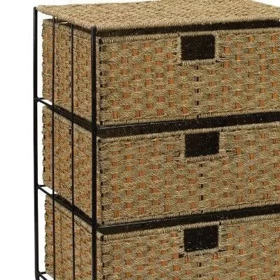 Household Essentials Seagrass, Rattan 3 Drawer Unit