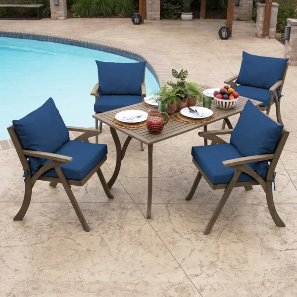 Arden Selections Outdoor Dining Chair Cushion Set Surf Teal Acrylic