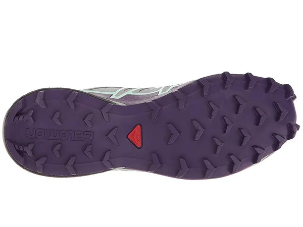 Salomon Women's Speedcross 4 Running Trail Shoes Quarry - Acai, Fair Aqua 5.5