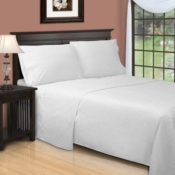 Superior Wrinkle Resistant Stripe Microfiber Deep Pocket Sheet Set (Orange - Full)