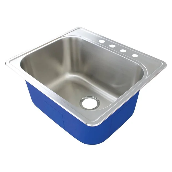 Transolid MTSB252212-4 Meridian 25-in x 22-in x 12-in Laundry/Utility Sink with 4-Hole - Brushed Stainless Steel