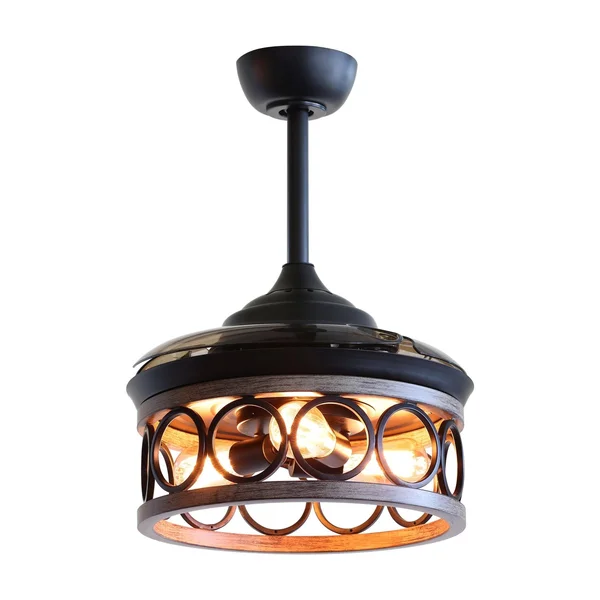 36-Inch Metal Chandelier Retractable 3-Blade Ceiling Fan with Wall Switch