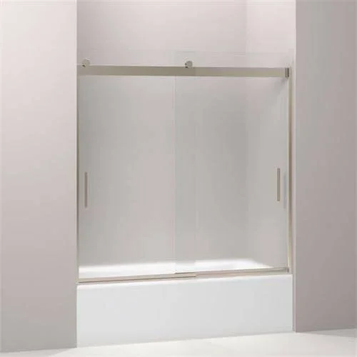 KOHLER K-706002-D3-ABV Levity Frameless Sliding Bath Door with Frosted Glass - Anodized Brushed Bronze