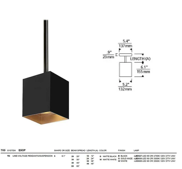 Tech Lighting Exo Pendant - Black - 700TDEXOP64820BB-LED935