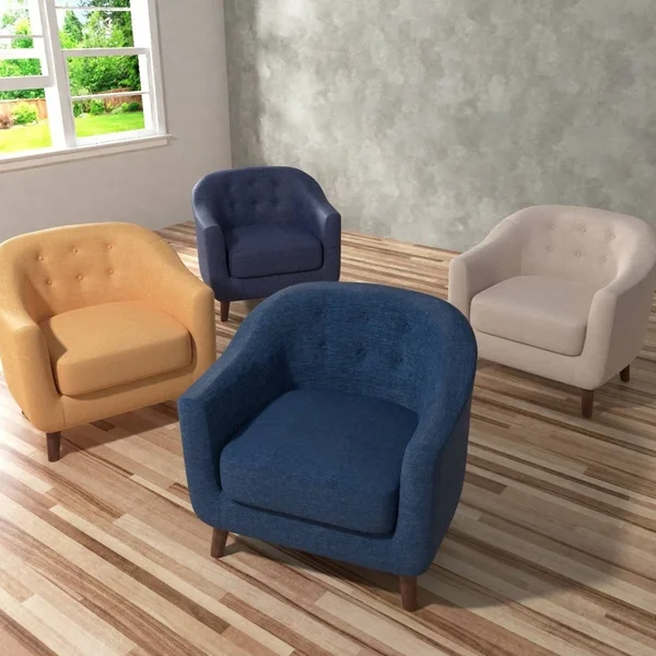 Furniture of America Naza Mid-Century Modern Fabric Barrel Club Chair - Cream