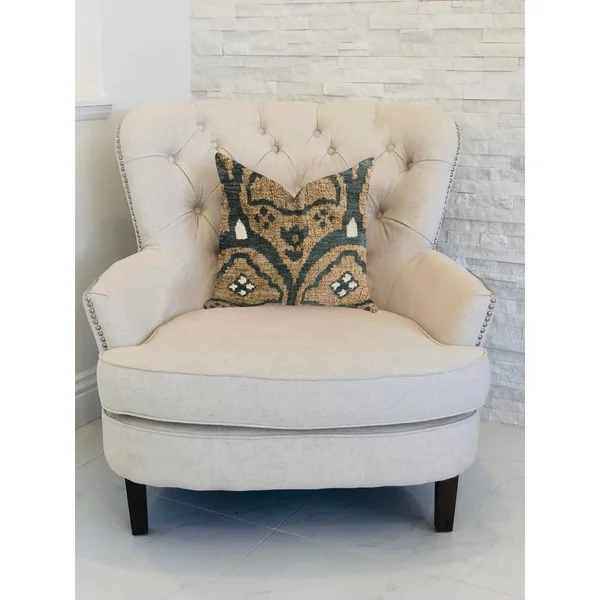 Plutus Tulip Zen Green Taupe Luxury Throw Pillow 22x22L x22x22W