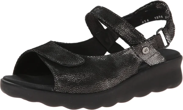 Wolky Pichu (Black Leather) Women's Sandals