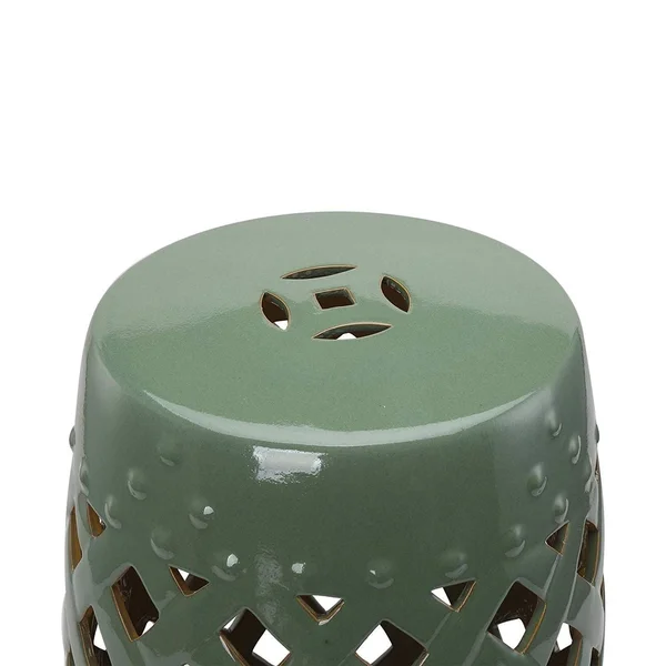 Outsunny 13x22 Ceramic Indoor Outdoor Lattice Garden Stool - Green