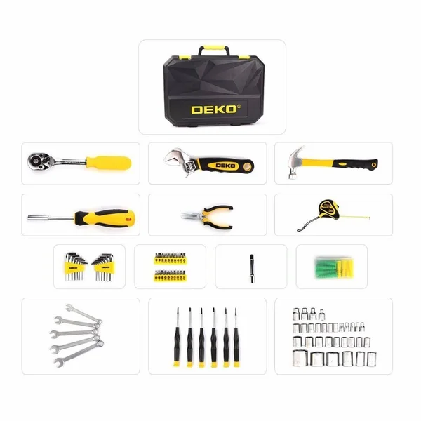 Deko 128pc Mechanics Hand Tool Kit Set Deluxe Metric Socket Wrench Screwdriver