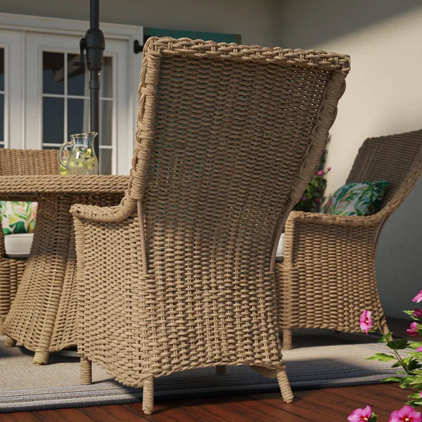 Allen + Roth Buchan Bay Set of 2 Wicker Yellow Metal Frame Stationary Dining Chair(s) with White Cushioned Seat - FRS60761
