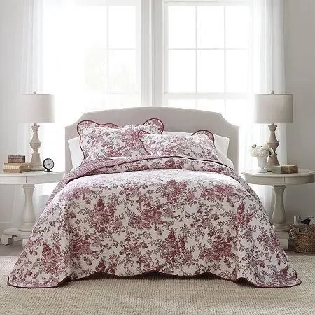 Toile Garden Bedspread, Multiple Colors