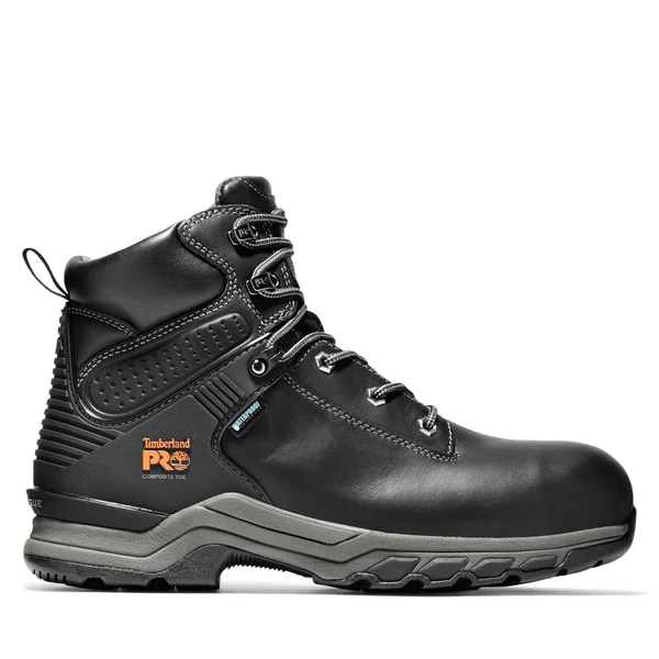Timberland Pro Men's 6 in. Hypercharge Composite Toe Waterproof Work Boot, Black