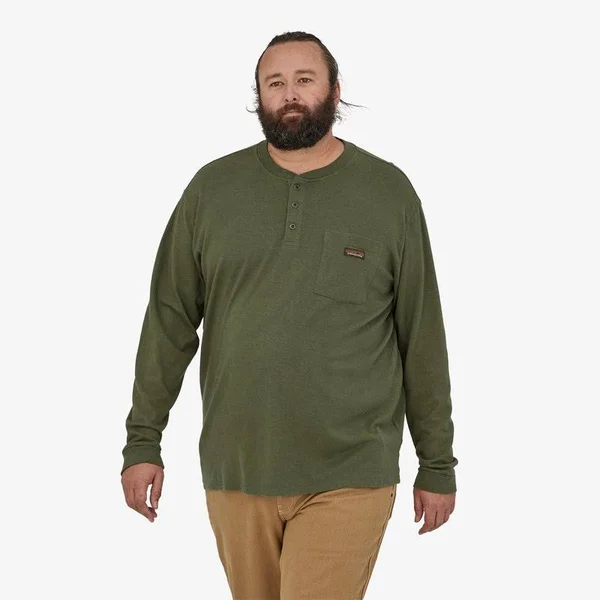 Patagonia Men's Long-Sleeved Work Henley Pocket Tee - Workwear Shirts & Tops - Green - 53390 - S