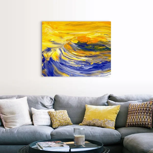 Oil Painting in Yellow and Blue Colors - Front View, Canvas Wall Art, 45x36, Great Big Canvas