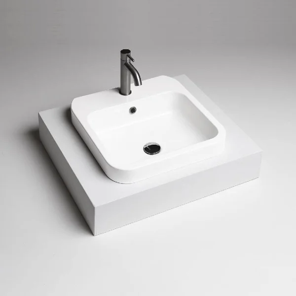 WS Bath Collections Cosa 48I.01 - 86100 WG Cosa Ceramic Square Drop-in Bathroom Sink with Overflow Sink Finish: Glossy White, Fa