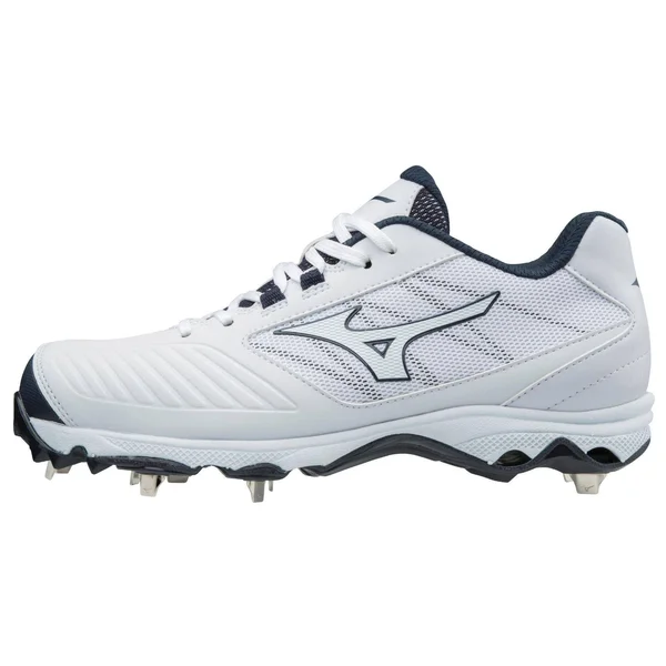 Mizuno - 9-Spike Advanced Sweep 4 Low Women's Metal Softball Cleat - White-Navy, Size 6