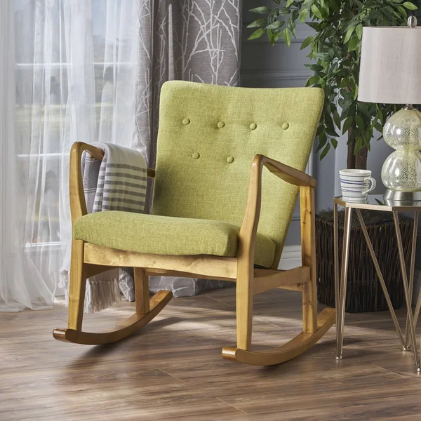 Collin Mid Century Fabric Rocking Chair (Wheat)
