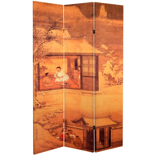 Oriental Furniture 6 ft. Tall Double Sided Chinese Landscapes Canvas Room Divider