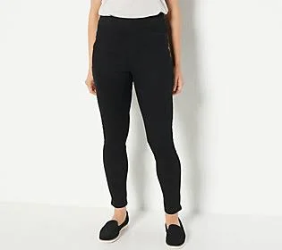 Denim & Co. Easy Stretch Denim Regular Pull-OnJeggings - Size Reg 10, Black