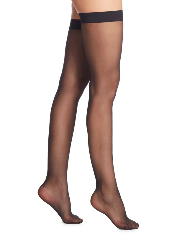 Wolford Individual 10 Stay-Up Sheer Thigh Highs Small, Black