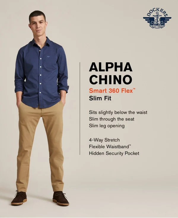 Dockers Men's Alpha Smart 360 Flex Slim Fit Chinos - Pembroke