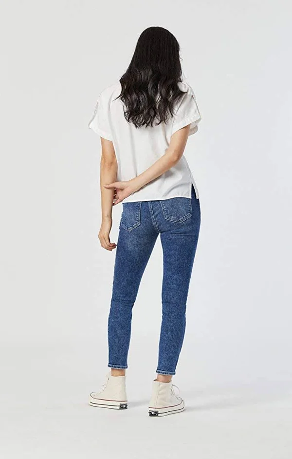 Mavi Jeans Tess High Waist Raw Hem Ankle Skinny Jeans - Blue - 24 27