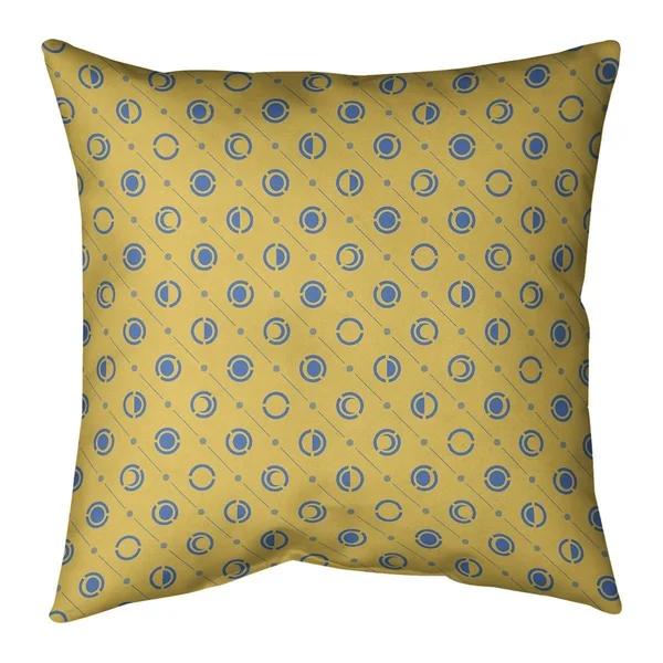 Two Color Moon Phases with Various Blues Throw Pillow - 16 x 16 - Teal & Navy Blue - Cotton