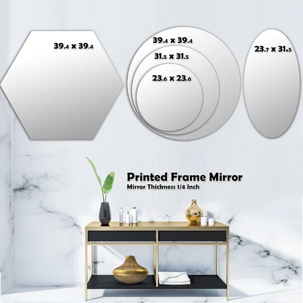 Designart 24-in L x 24-in W Round Blue Polished Wall Mirror, MIR30226-C1-C24