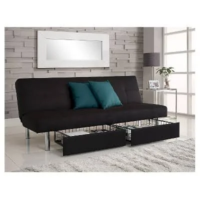 DHP Sola Convertible Sofa with Storage, Black