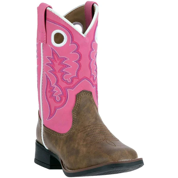 Laredo Kid's Mahaska Western Boots - Tan/Pink
