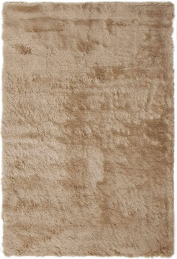 Abacasa Mink Silver Acrylic and Polyester Faux Fur Area Rug