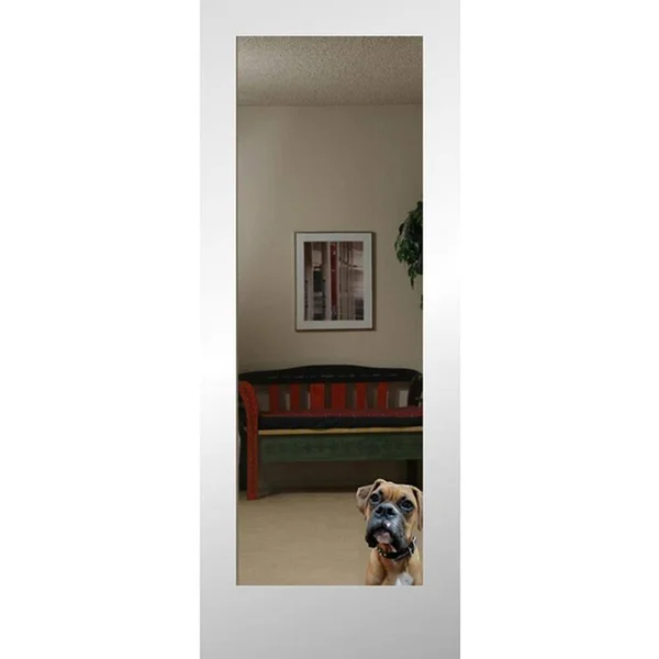 ReliaBilt Reflections 28-in x 80-in Primed White Mirror/Panel Mirrored Glass Primed MDF Slab Door in Off-White, LO690136