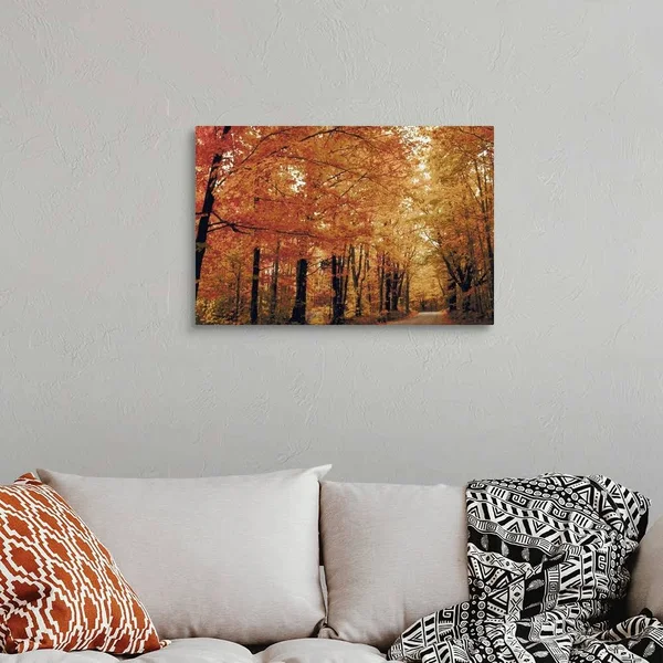 Footpath Through Autumn Forest, Large Solid-Faced Canvas Wall Art Print, Great Big Canvas