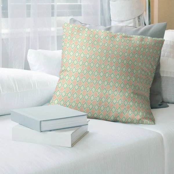 Porch & den Haide Geometric Diamonds Throw Pillow - 26 x 26 - Teal & Orange - Cotton