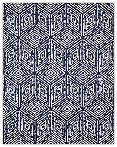 Diagona Designs Contemporary Geometric Cubes Design Modern Area Rug and Runner Rug, Size: 7&10 inch x 9&10 inch, Blue