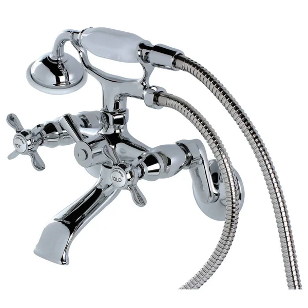 Kingston Brass KS286PN Essex Wall Mount Clawfoot Tub Faucet with Hand Shower, Polished Nickel
