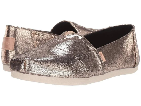 Toms Women's Classics Gold Crackle Shimmer Slip-Ons