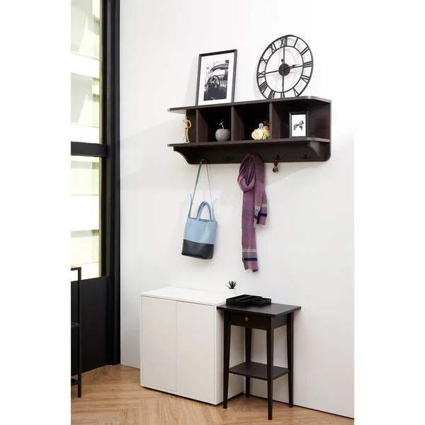 Vanity Art Entryway 5 Brown Hook Wall Mounted Coat Rack with Storage Hanging Shelf Entryway Organizer We-6706-bw - Men's, Size: L