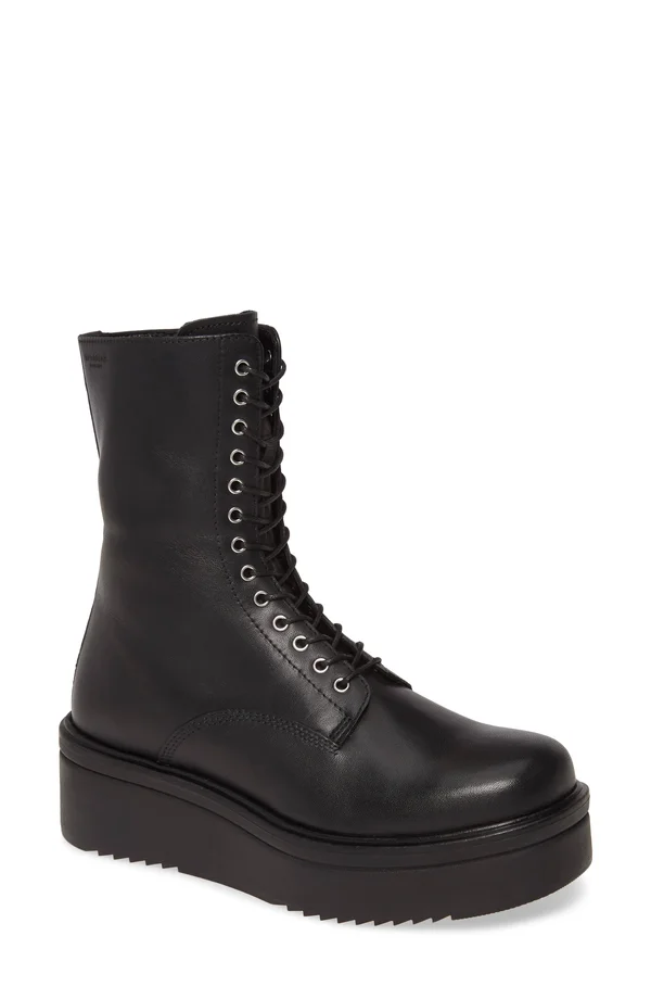 Vagabond Tara Lace-Up Boot - Black - Flat Boots