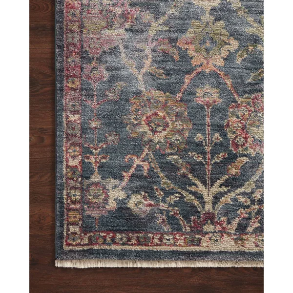Alexander Home Jewel Fringed Floral Vintage Area Rug - 2&-7x22 x 10& Runner - Navy, Multi