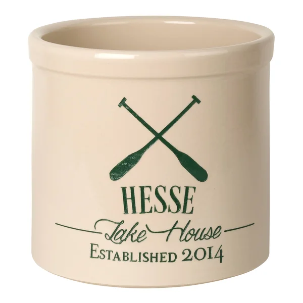 Whitehall Personalized Oar Lake House Crock Green