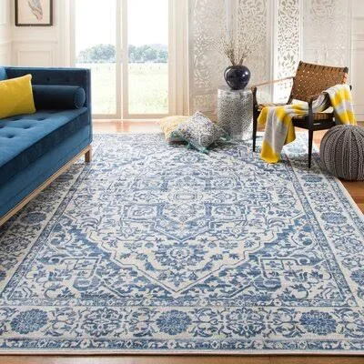Halma Handmade Tufted Polypropylene Navy/Light Gray Rug Bungalow Rose Rug Size: Rectangle 6& x 9&