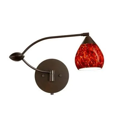 Seguis Swing Arm Lamp Latitude Run Finish: Bronze, Shade Color: Garnet