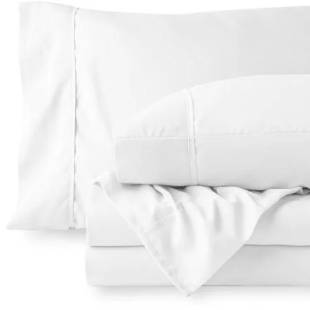 Bare Home Microfiber Sheet Set - Double Brushed - Deep Pocket (Split California King - White)