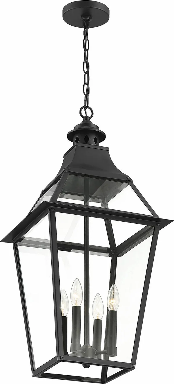 Savoy House 5-723-153 Jackson Black with Gold Highlighted 4 Light Outdoor Pendant