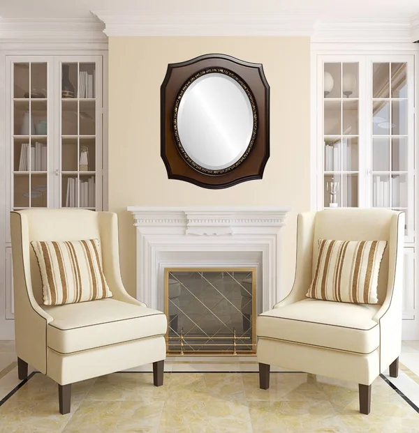 San Francisco Framed Oval Mirror - Walnut